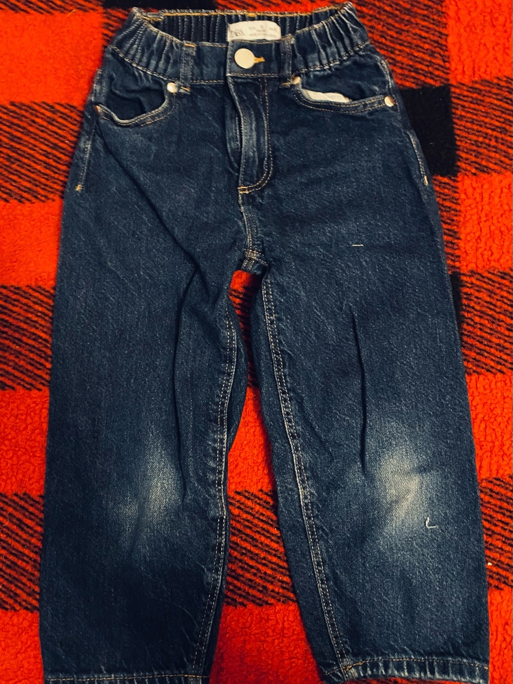 Zara Kids unisex Dark Denim Barrel-Style jeans